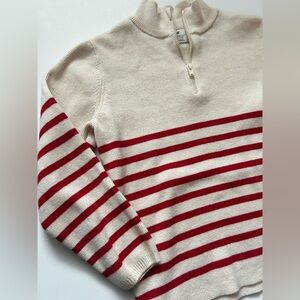 H&M Kids 5/6T Quarter Zip-Up Sweater in Cream and Red. Used like new condition